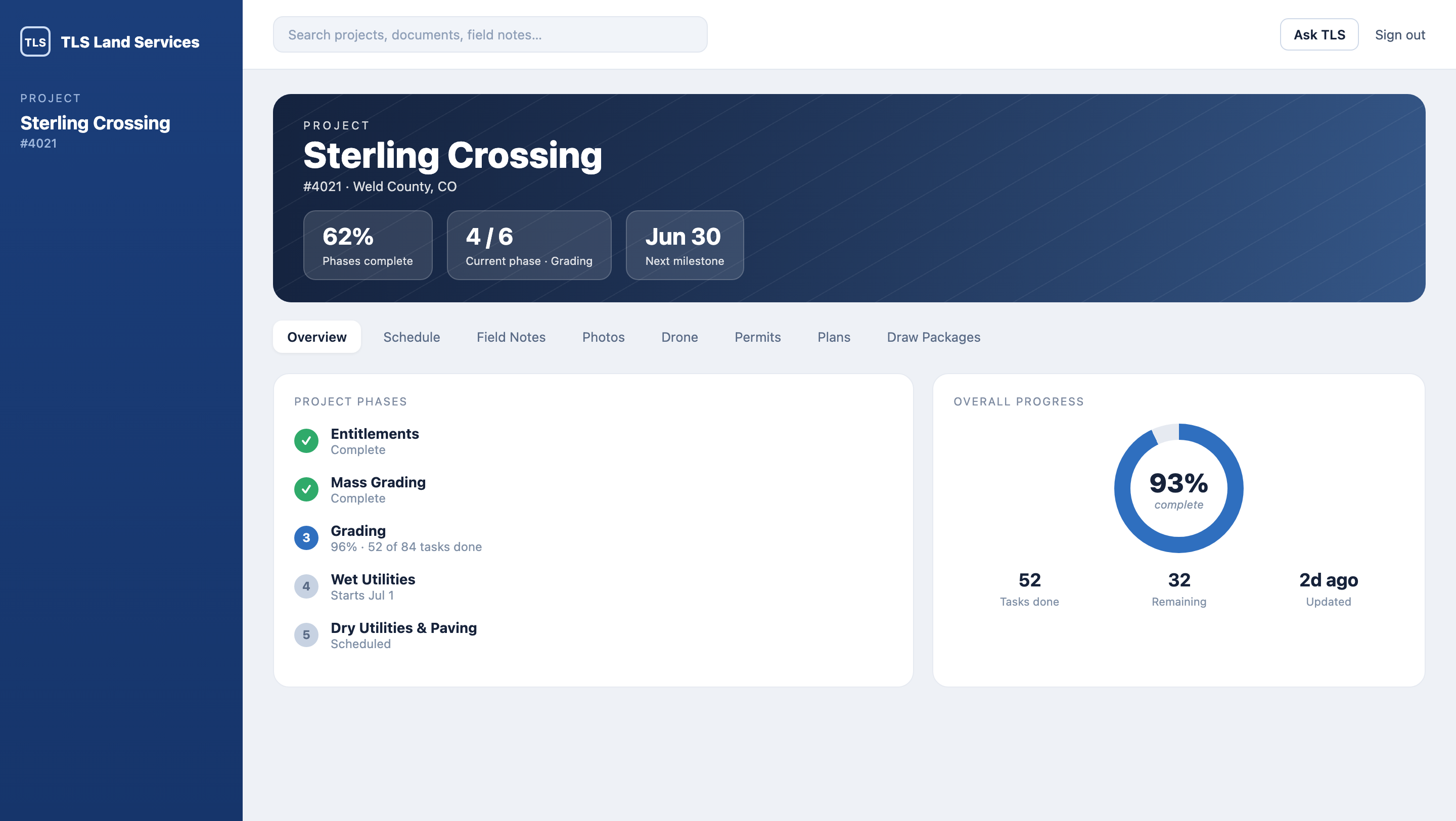 TLS Land Services client portal project room